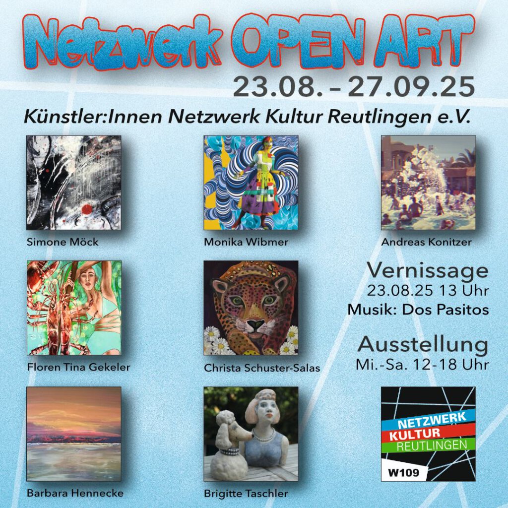 Collage Werbung Ausstellung OPEN ART 23.08. - 27.09.2025